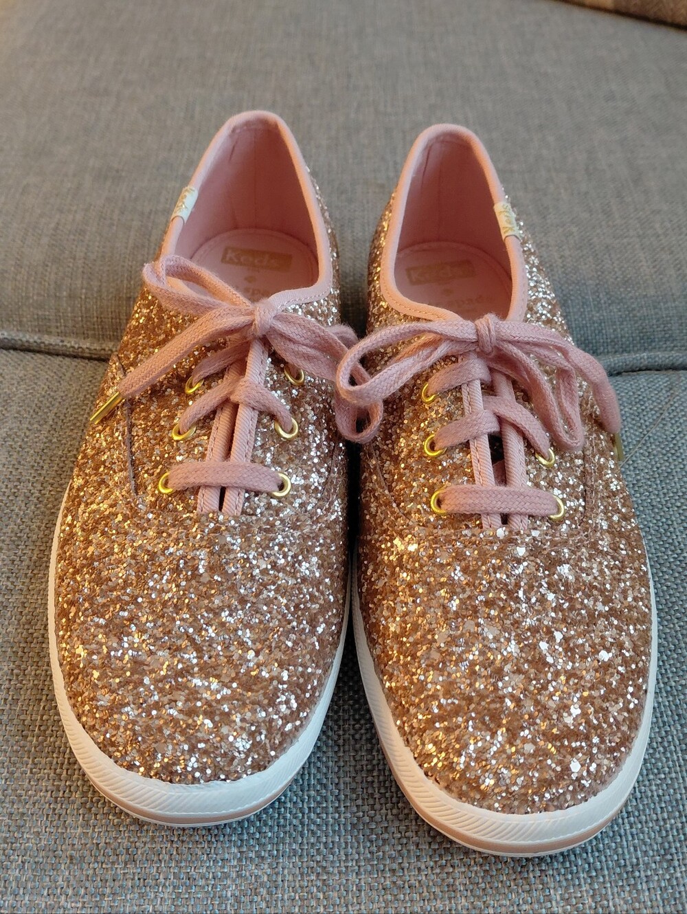 Keds X Kate Spade Rose Gold Glitter Pink Low-Top Sneakers Sz 7.5